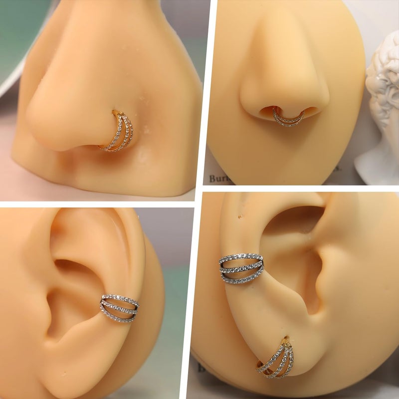 FUNLMO Store 316L Surgical Steel Nose Hoop Septum Conch Piercing Jewelry Cartilage Daith Helix Tragus Rook Lobe Earring Triple/Double Nose Lip Ring 20G 18G 16G - Image 5